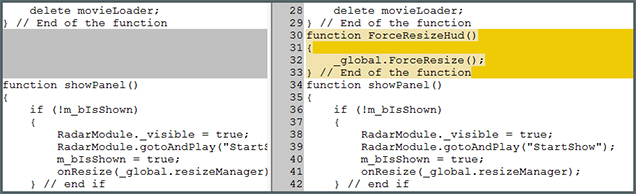 Image of the action-script modifications.